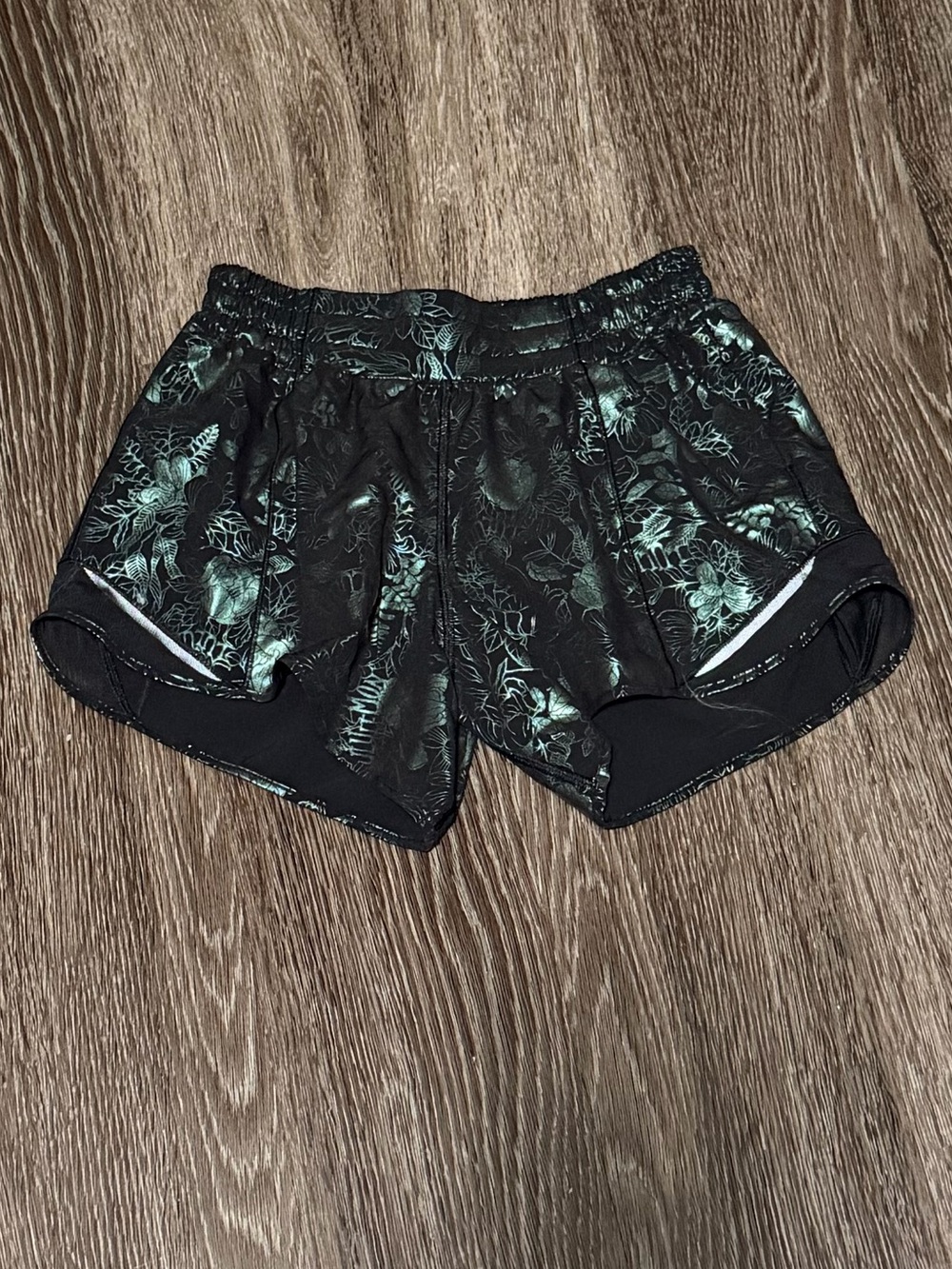 lululemon athletica Black Floral-Print Athletic Shorts